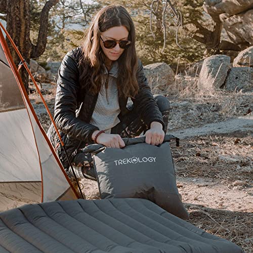 TREKOLOGY Bundle: ALUFT2.0(Black) & UL Sleeping Pad with Pump Sack-Compressible, Compact, Comfortable, Ergonomic Inflating Pillow, Inflatable Camping Mat for Travel, Camping, Hiking.