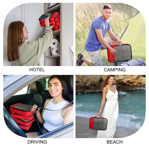 Packing Cubes for Travel,4 Set Packing Cubes for Suitcases,Lightweight Mesh Luggage Organizer Bag with Double Zipper,Red - color: Red