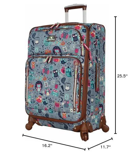 Lily Bloom Luggage 24" Expandable Design Pattern Suitcase With Spinner Wheels For Woman (24in, Night Owl) - color: Night Owl