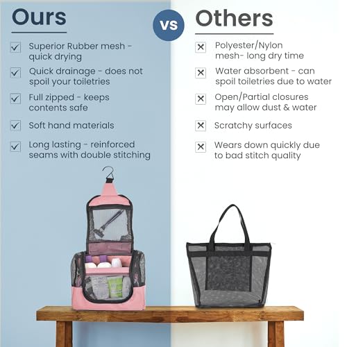 The Fine Living Co. Portable Shower Caddy Hanging Mesh Shower Caddy,10x4x8" - color: Pink