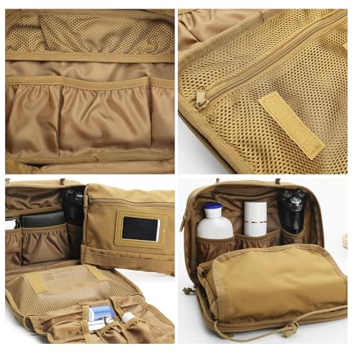 Toiletry Bag for Men Travel Tactical Hanging Dopp Kit Shaving Hygiene Bag - color: Brown