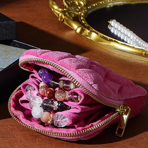Sobotoo Travel Jewelry Organizer Case, 5‑Layer Velvet Storage Pouch - color: Purple