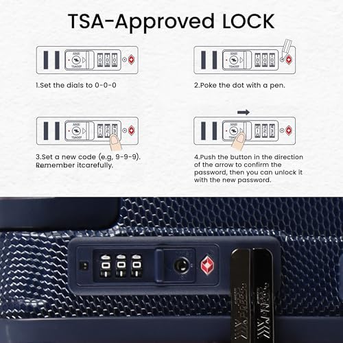 Luggage Sets 2 Piece(20in/30in) Suitcase Set w/TSA LOCK - color: Navy, size: 2-Piece Set (20"/30'')