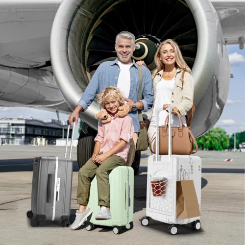 MRPLUM 20" Carry On Luggage Double Handle Suitcase with Net Pocket,Green - color: Green
