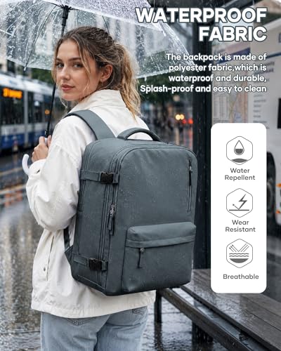 Travel Backpack for Women 18x14x8 Personal Item Tsa Carry On Backpack - color: Greyblue, size: Large