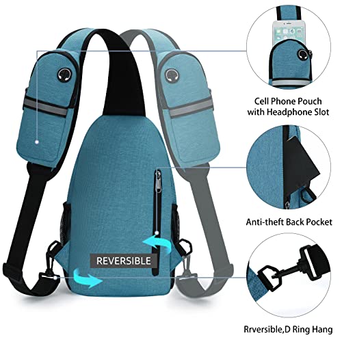 Crossbody Sling Bag for Women Men Multipurpose Sling Backpack Travel Essentials Hiking Shoulder Bag Daypack - color: A1-teal Blue
