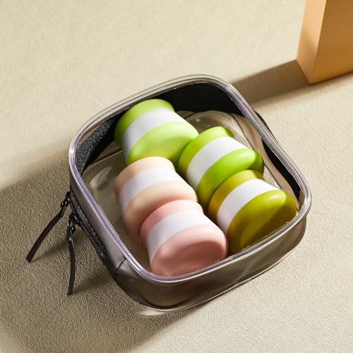 INSFIT 세면 용품용 여행용 용기, TSA 승인 실리콘 크림 병, 뚜껑 포함, BPA 프리 여행용 사이즈 세면 도구 누출 방지 크루즈 필수품 화장품 크림 로션용 - color: 초록색.