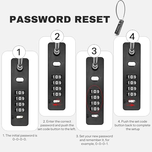 4 Digit Combination Cable Lock for Bike Scooter Motorcycle Helmet Anti Theft, 11.8" Cable Chain, Combo Travel Lock with Code for Luggage Suitcase Safe, Fridge, Fence Gate, Cabinet, Locker - color: Black, 11.8"(30cm)