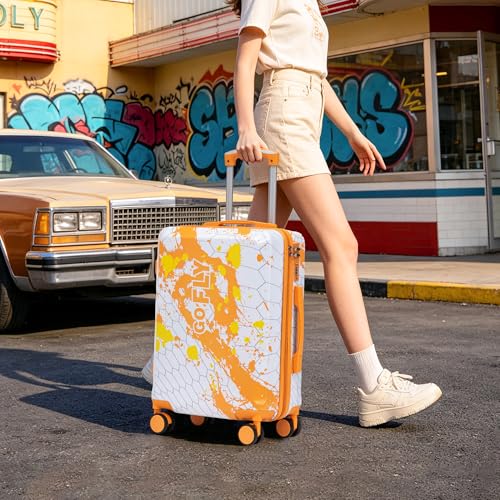 Merax 3 Piece Luggage Set 20/24/28 Inch, PC Carry On Checked Suitcase Sets - color: Orange-PC, style: 20/24/28