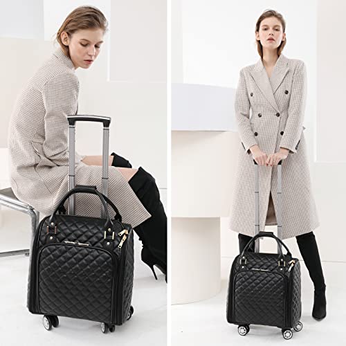 feilario 가죽 소프트사이드 롤링 더플 휴대용 수하물, B-블랙, 비즈니스 - color: B-블랙, size: 18in