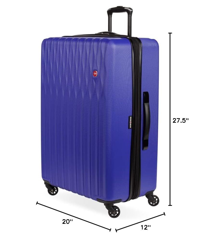 SwissGear 8018 Expandable Luggage, Hard Shell Large Luggage with Spinner Wheels - color: Blue Violet, size: Checked-Large 27-Inch