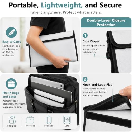 Fireproof Document Pouches for Important Papers and Valuables