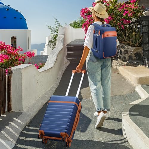 UKEIN Luggage Sets 3Piece, Carry On Luggage 20in Suitcase Set With Backpack - color: Blue, size: 3 piece set (20inch)