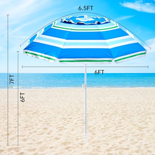 Aohanoi Outdoor Umbrella - Sun Protection, Rain Resistant, Windproof with Manual Open-Close Feature - Ideal for Beach, Camping, and Picnics - color: Blue White