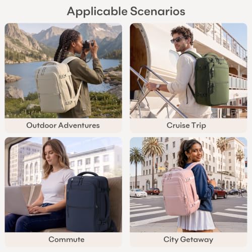 mibasies 30L Airline Approved Travel Carry On Backpack, fit 17" Laptop - color: Camel, size: X-Large