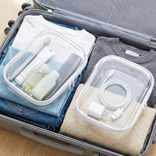 TenKa Clear Hard Shell Zipper Case, 6 Pack Extra Large Clear Zipper Pouches for Travel, Waterproof Hard Plastic Storage Bags for Office Supplies, Toys, Toiletry & Makeup (2M+2L+2XL) - size: 2XL+2L+2M