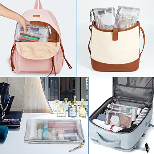 HRX Package 4pcs Mesh Makeup Bags for Travel & Packing (Metallic Silver) - color: Metallic Silver, size: A6