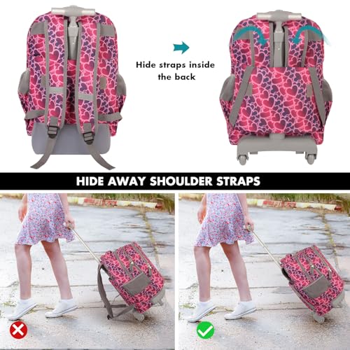 Tilami Rolling Backpack for Boys and Girls,Hearts - color: Hearts