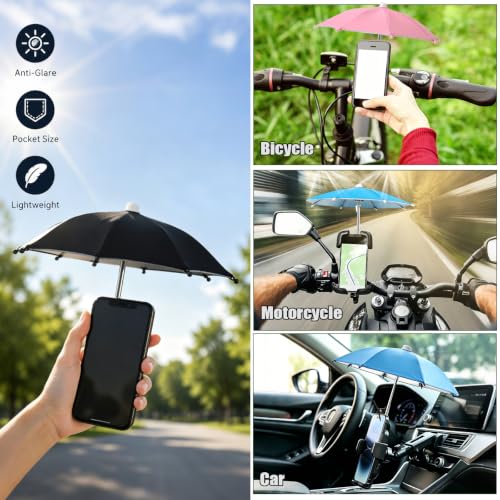 2Pcs Pink Phone Umbrella for Sun Shade with Piggy Suction Cup and Clip - color: Pink