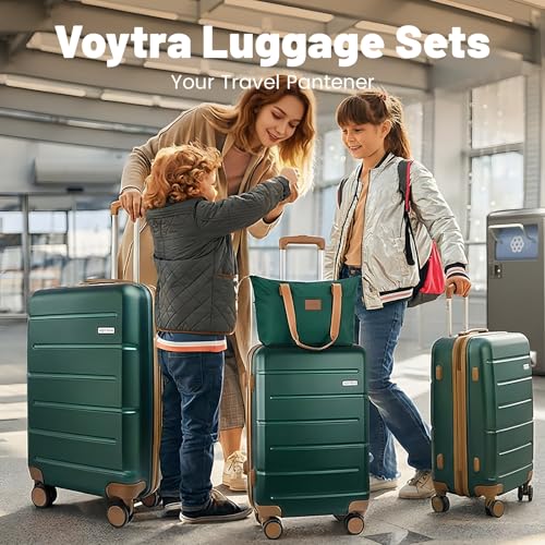 5 Piece Luggage Sets, Suitcases with Wheels ABS Hardshell Carry-On for Family and Business Travel | TSA Lock, 360° Silent Spinner Wheels(20/24/28/DB/TB Green) - color: Dark Green, size: 5 Piece Set (20/24/28/DB/TB)