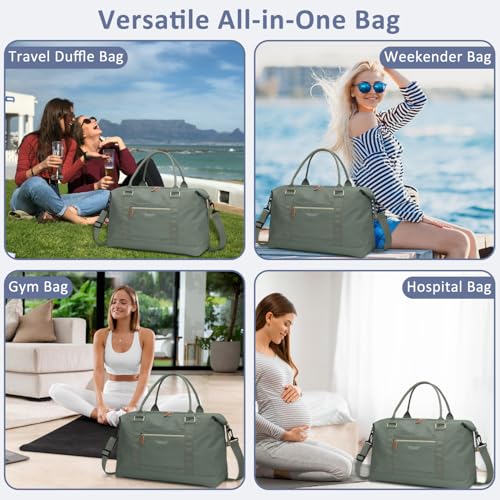 ELONGRIVER Women Travel Duffle Bags, Weekender Overnight Bag, Hospital Bag - color: Army Green, size: Large