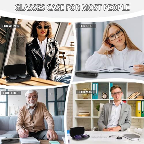 Hifot Metal Eyeglass Case Hard Shell, Aluminum Spectacles Box Sunglasses Case for Men Women, Reading Glasses Holder - color: Black
