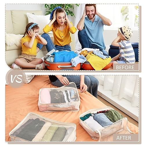 Silkfly 12 Pcs Packing Cubes for Travel,XL, L, M,Classic,Light Khaki - color: Light Khaki, size: XL, L, M, style: Classic