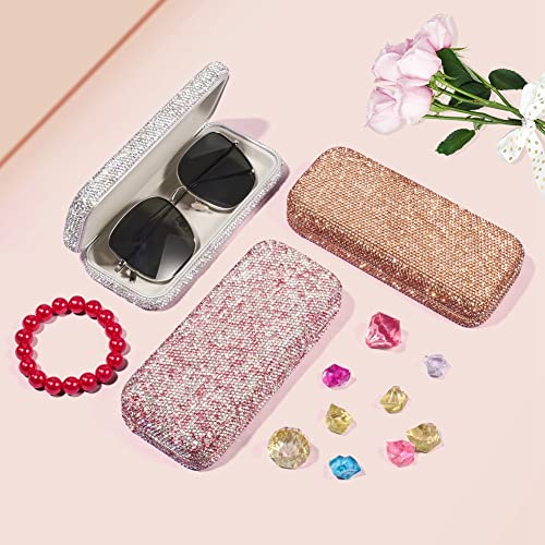 Sparkly Rhinestone Eyeglasses Case Bling Diamond Hard Shell Eyeglasses Protective Cases for Sunglasses - color: Gold