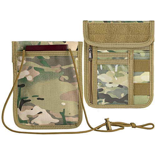 Travel Neck Wallet Tactical Passport Holder ID Card Organizer - color: CP