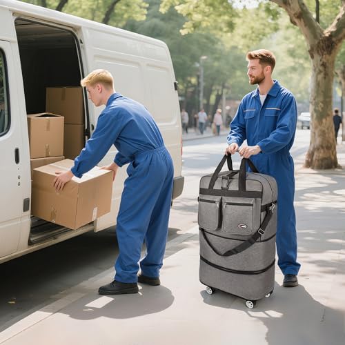 30'' Expandable Rolling Duffle Bag w/Wheels,Foldable - color: GREY, size: 30in