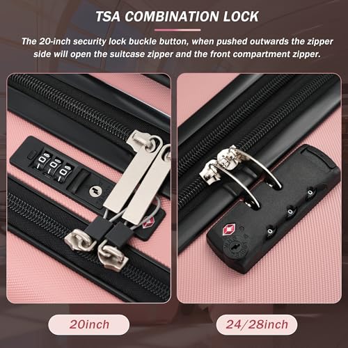 Merax 5 Piece Hardshell Luggage Set with Half Opening Suitcase.Light Pink - color: Light Pink-1, size: 5 Piece(20/24/28/DB/TB)