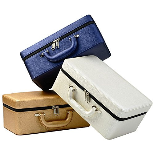 Oirlv Large 3-Layer Jewelry Travel Case with Removable Trays, White | Three Removable Trays,Necklace Hooks and a Pocket Create a Complete System for Home,Travel and Jewelry Display - color: White