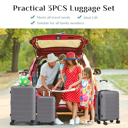 OLIXIS 24 Inch Luggage, Hardside Suitcase with Spinner Wheels, Lightweight ABS Hard Shell Checked Luggage, TSA Approved Lock, Expandable Medium Suitcase for Travel & Business–Deep Grey - color: Deep Grey, size: 24 IN
