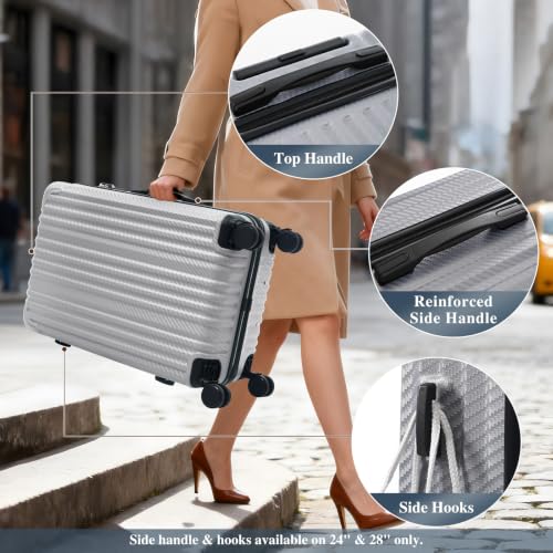 Merax Luggage Set 6 Piece, Lightweight ABS Hardshell Suitcases with Spinner Wheels & TSA Lock, Carry-On & Checked Travel Luggage for Family Travel - color: Silver, size: 6-piece Set
