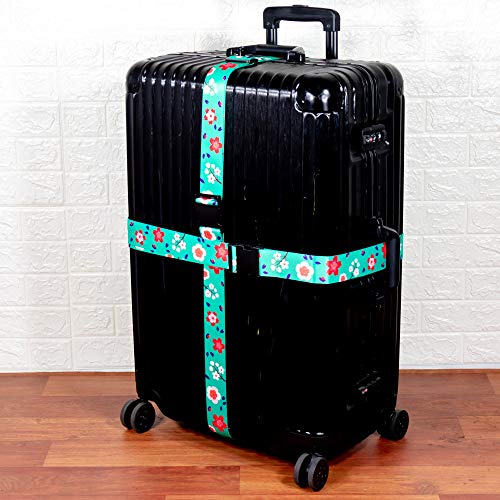 Teeoff Luggage Straps Suitcase Belts Travel Bag Accessories Adjustable 220CM (Sakura Mint - 2 Pack) - color: Sakura Mint -- 2 Pack