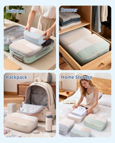Narwey Packing Cubes for Travel, Luggage Organizer Bags for Women Kids - color: Stripe Combined