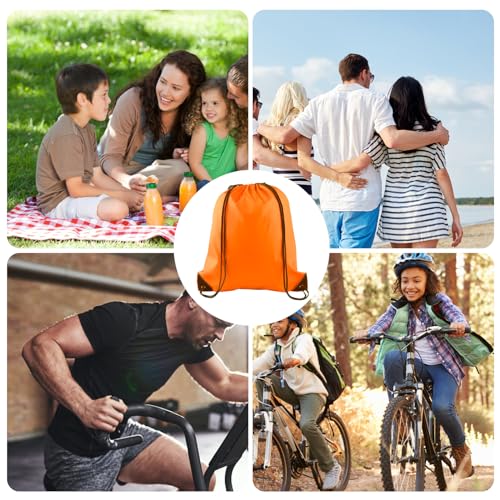 KUUQA 12 Pcs Orange Drawstring Backpack Bags - color: Orange
