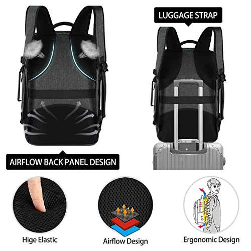 Lubardy Travel Backpack for Men Women 40L Flight Approved Carry on Backpack - color: Grey(backpack With 3 Packing Cubes)