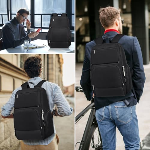 17 Inch Laptop Backpack for Men, Large Travel Backpack with Lockable Anti-Theft Compartment & USB Port, Water Resistant College Work Computer Bag (Black - color: Black a Large