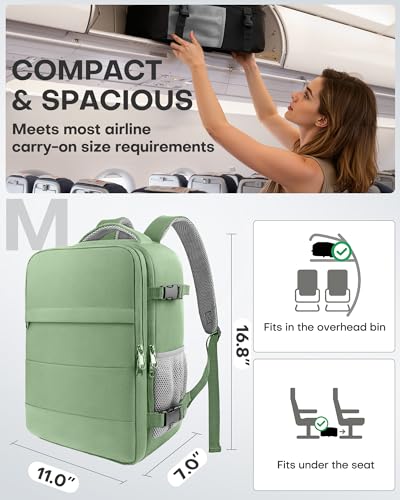 HOTOR Travel Backpack Flight Approved Bag Men Women, Medium Green - color: Green, size: Medium