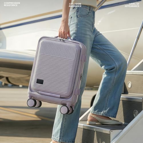 16" Underseat Luggage, Front Opening Carry On, Purple - color: Purple
