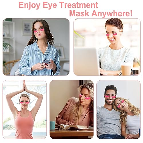 LAVONE Eye Mask, 15 Pairs Collagen Rose Eye Patches for Dark Circles, Pink - color: Dark Pink