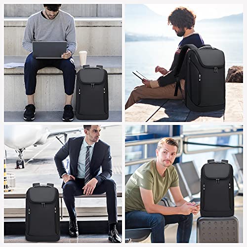 BANGE Business Smart Backpack Waterproof fit 15.6 Inch Laptop Backpack with USB Charging Port,Travel Durable Backpack - color: Black, size: Large