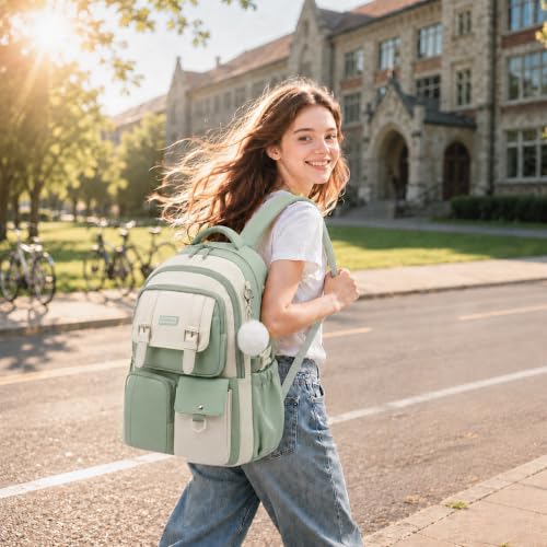Backpack for Girls, School Backpacks for Teen Girls with Lunch Box - color: Sage