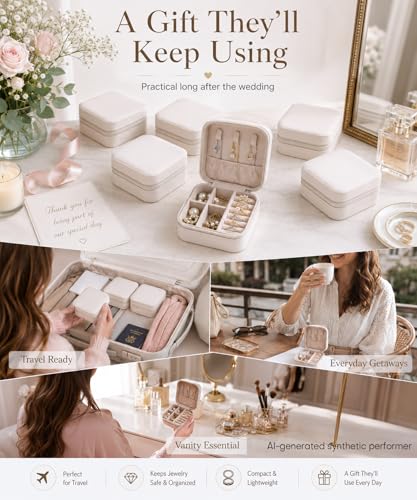 Homde Travel Jewelry Case for Women: 6 Small Boxes for Group&Team Gift - color: White