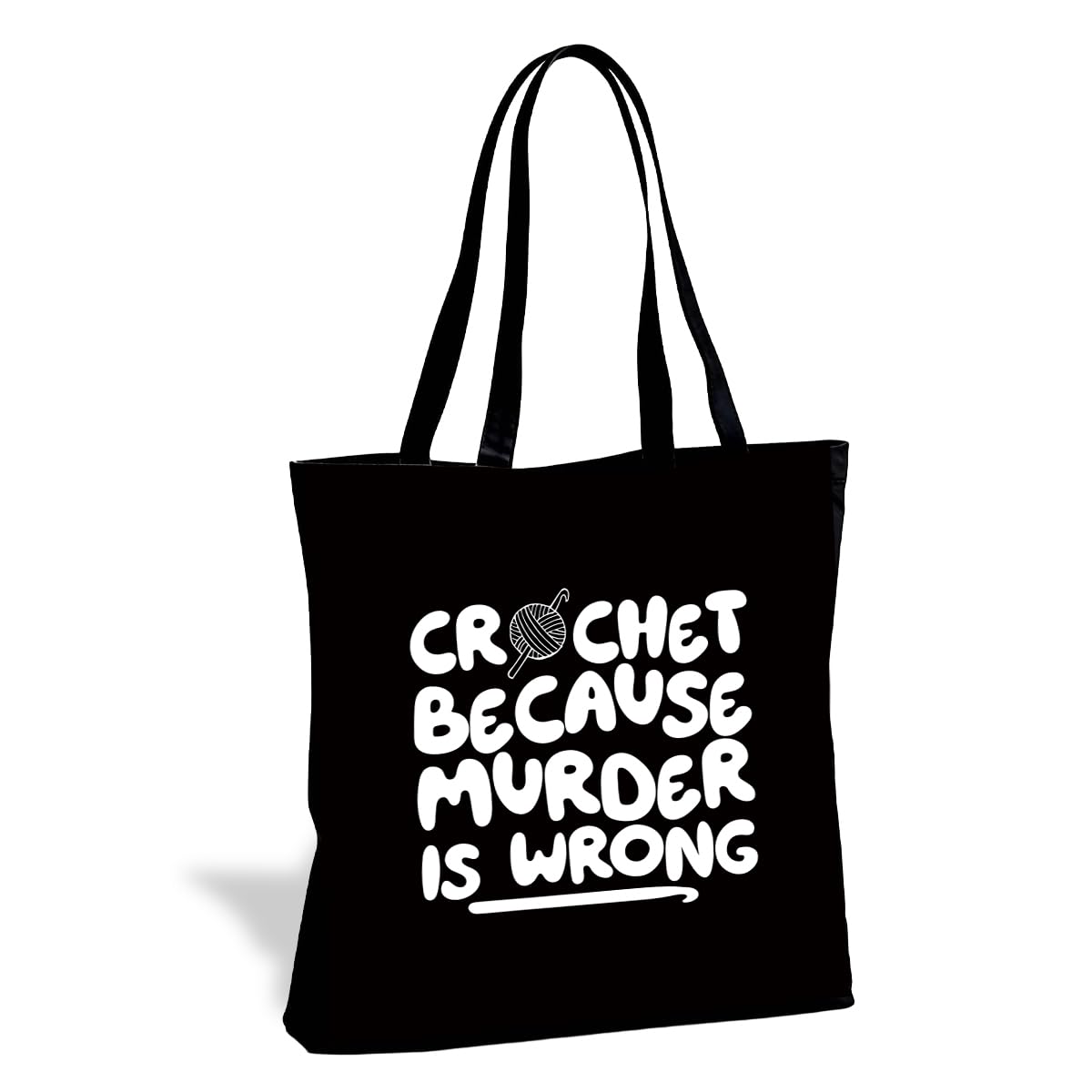 Funny Tote Bag, Canvas Reusable Carryall for Shopping Trip Commute - color: Crochet