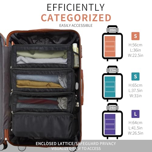Suitcase Organizer Travel Bags Organizer for Luggage Compression Hanging Packing Cubes for Travel Carry on Closet (Bag Only)