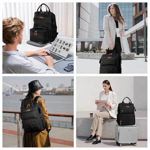Maelstrom 15.6-17.3" Laptop Backpack with Lunch Box, Work Bag for Women Men - color: Black