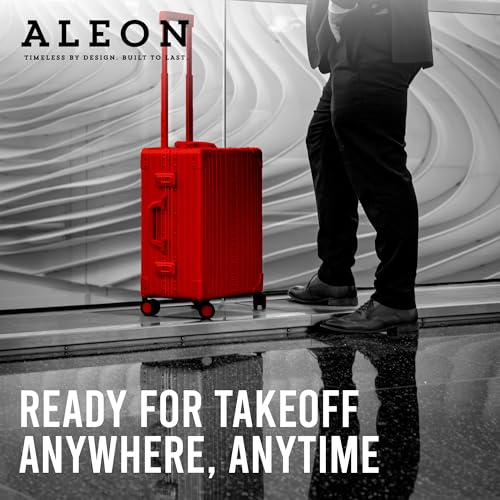 All Aluminum Lightweight 21" Premium International Carry-On Luggage - Hardside Carry-On Suitcase, TSA Approved, Hard Shell Suitcase, Airline Approved Hard Spinner Wheels Luggage (Ruby) - color: ruby