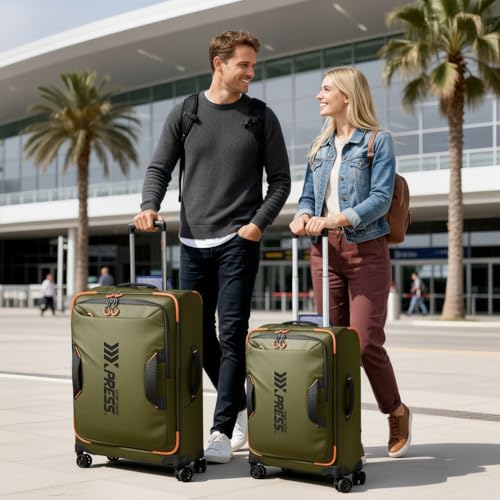 2-Piece Set(22/30in) Softside Luggage Sets w/Spinner Wheels - color: Green, size: 2-Piece Set (22"/30'')